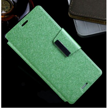 Текстурный чехол флип подставка с магнитной застежкой на силиконовой нескользящей основе для Sony Xperia M4 Aqua Зеленый
