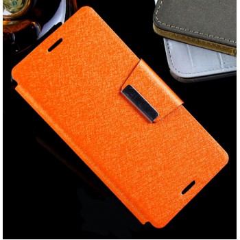 Текстурный чехол флип подставка с магнитной застежкой на силиконовой нескользящей основе для Sony Xperia M4 Aqua Оранжевый
