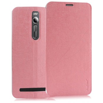 Текстурный чехол флип подставка на присоске для Asus Zenfone 2 Розовый
