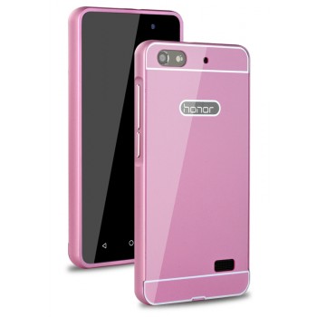 Двухкомпонентный чехол с металлическим бампером и поликарбонатной накладкой для Huawei Honor 4C Розовый