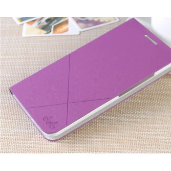 Текстурный чехол флип подставка с внутренним карманом для ZTE Grand S 2 Фиолетовый