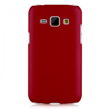 Пластиковый матовый непрозрачный чехол для Samsung J1 Красный