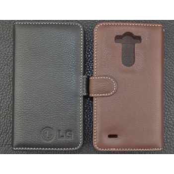 Кожаный чехол портмоне (нат. кожа) с логотипом для LG G4