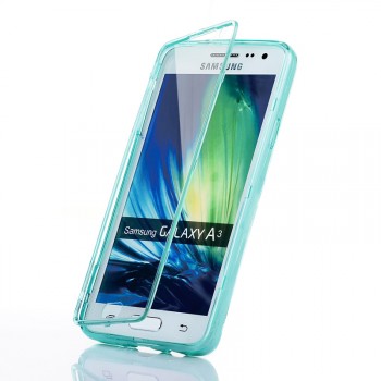 Двухмодульный силиконовый чехол горизонтальная книжка с транспарентной акриловой смарт крышкой для Samsung Galaxy A3