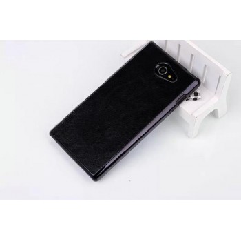 Пластиковый матовый чехол с кожаным покрытием для Sony Xperia M2 dual Черный