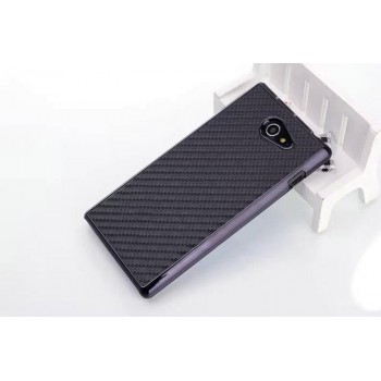 Пластиковый матовый текстурный чехол с карбоновым покрытием для Sony Xperia M2 dual Черный