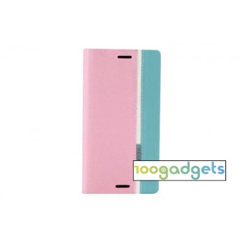 Чехол портмоне подставка на силиконовой основе дизайн Полосы для Sony Xperia M4 Aqua Розовый
