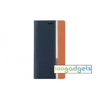 Дизайнерский чехол портмоне с тканевым покрытием подставка на силиконовой основе с внутренним карманом для Asus Zenfone 2 Синий