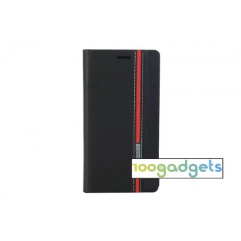 Дизайнерский чехол портмоне с тканевым покрытием подставка на силиконовой основе с внутренним карманом для Asus Zenfone 2 Черный