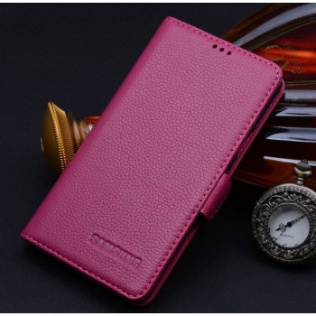 Кожаный чехол портмоне (нат. кожа) для Samsung Galaxy Grand Prime Пурпурный