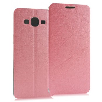 Текстурный чехол флип подставка на присоске для Samsung Galaxy Grand Prime Розовый