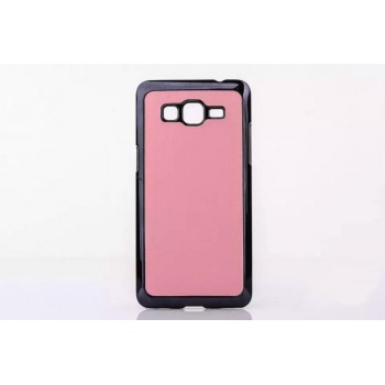 Пластиковый матовый чехол текстура Кожа для Samsung Galaxy Grand Prime Розовый