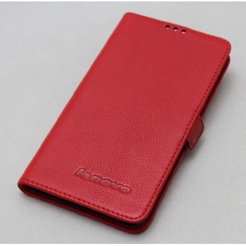 Кожаный чехол горизонтальная книжка (нат. кожа) для Lenovo S850 Красный