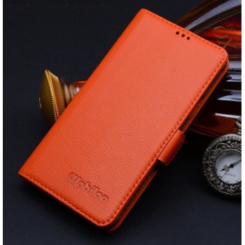 Кожаный чехол портмоне (нат. кожа) для Samsung Galaxy A5 Оранжевый