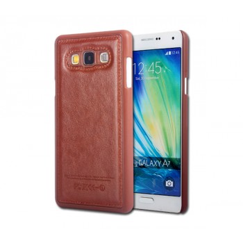 Пластиковый чехол накладка с кожаным покрытием для Samsung Galaxy A5