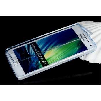 Двухмодульный силиконовый чехол горизонтальная книжка с транспарентной акриловой смарт крышкой для Samsung Galaxy A5 Голубой