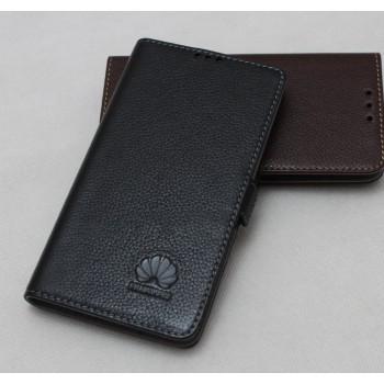 Кожаный чехол горизонтальная книжка подставка (нат. кожа) для Huawei Honor 4C Черный