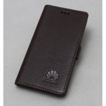 Кожаный чехол горизонтальная книжка подставка (нат. кожа) для Huawei Honor 4C Коричневый