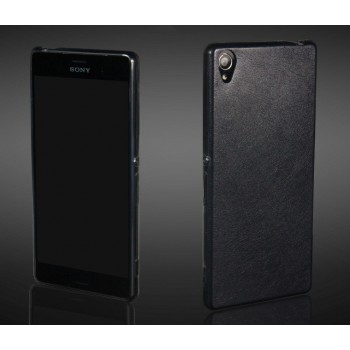 Гибридный силиконовый чехол с кожаным покрытием для Sony Xperia Z3+ Черный