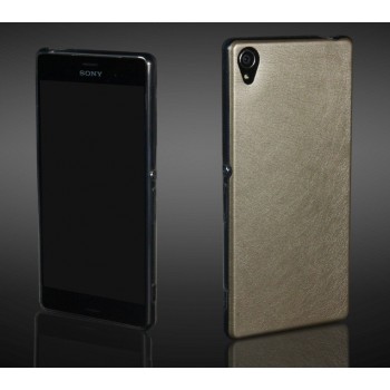 Гибридный силиконовый чехол с кожаным покрытием для Sony Xperia Z3+ Бежевый