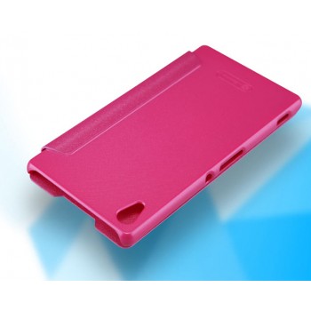 Текстурный чехол флип на пластиковой матовой нескользящей основе для Sony Xperia Z3+ Пурпурный