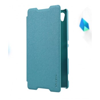 Текстурный чехол флип на пластиковой матовой нескользящей основе для Sony Xperia Z3+ Голубой