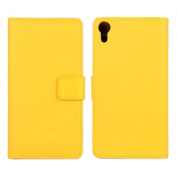 Чехол портмоне подставка с защелкой для Sony Xperia Z3+ Желтый