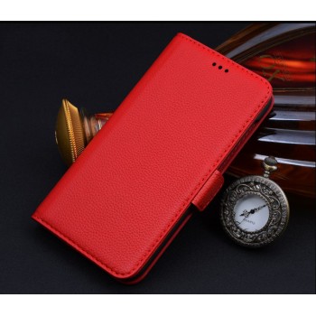 Кожаный чехол горизонтальная книжка (нат. кожа) на пластиковой основе для Sony Xperia Z3+ Красный
