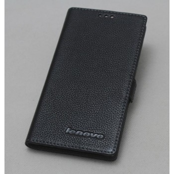 Кожаный чехол горизонтальная книжка (нат. кожа) с магнитной застежкой для Lenovo Vibe Z2 Черный
