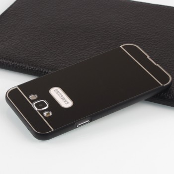 Двухкомпонентный чехол с металлическим бампером и поликарбонатной накладкой для Samsung Galaxy E5 Черный