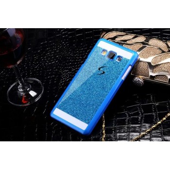 Текстурный пластиковый чехол с напылением страз для Samsung Galaxy E5 Синий