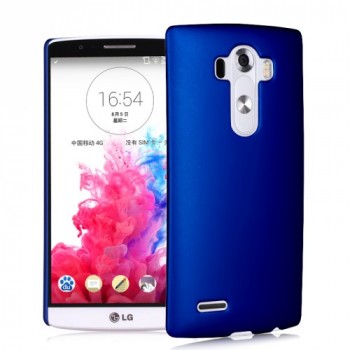 Пластиковый матовый металлик чехол для LG G4 Синий