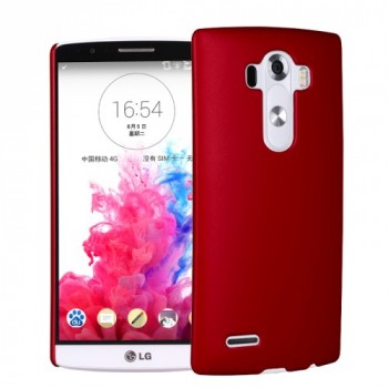 Пластиковый матовый металлик чехол для LG G4 Красный