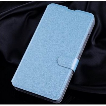 Текстурный чехол портмоне подставка на пластиковой основе с магнитной защелкой для Microsoft Lumia 640 Голубой