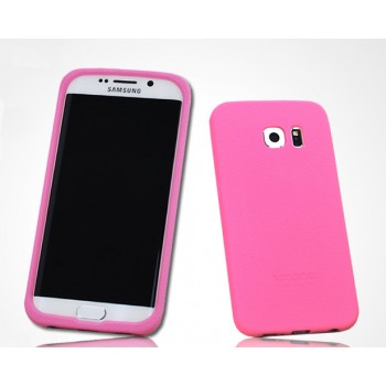 Силиконовый матовый софт-тач премиум чехол для Samsung Galaxy S6 Edge Розовый