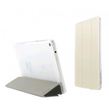 Текстурный чехол флип подставка сегментарный Glossy Shield на транспарентной поликарбонатной основе для Huawei MediaPad T1 8.0 Белый
