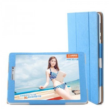 Сегментарный текстурный чехол подставка с рамочной защитой для Huawei MediaPad T1 8.0 Голубой