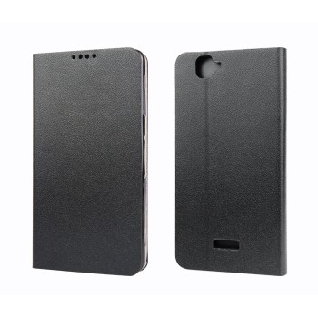 Чехол флип подставка с внутренним карманом на силиконовой основе для Explay Fresh Черный