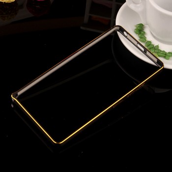 Металлический двухцветный бампер с золотой окантовкой для Lenovo A6000 Черный