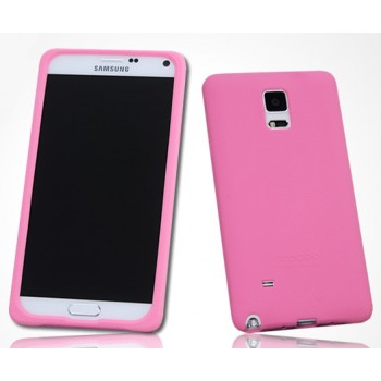 Силиконовый матовый софт-тач премиум чехол для Samsung Galaxy Note 4 Розовый