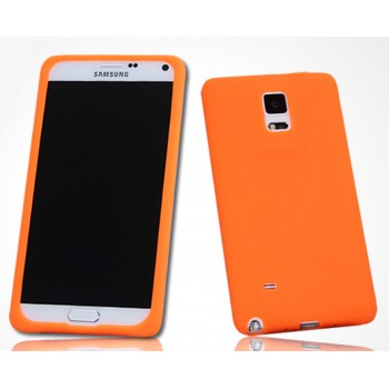 Силиконовый матовый софт-тач премиум чехол для Samsung Galaxy Note 4 Оранжевый