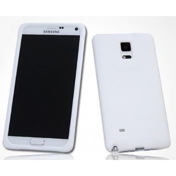 Силиконовый матовый софт-тач премиум чехол для Samsung Galaxy Note 4 Белый