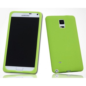 Силиконовый матовый софт-тач премиум чехол для Samsung Galaxy Note 4 Зеленый