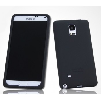 Силиконовый матовый софт-тач премиум чехол для Samsung Galaxy Note 4 Черный