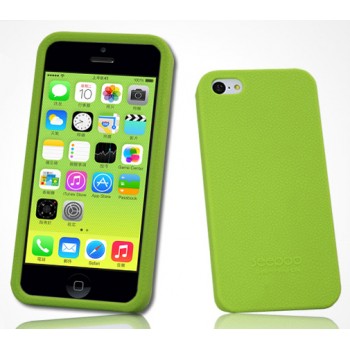 Силиконовый матовый софт-тач премиум чехол для Iphone 5c Зеленый