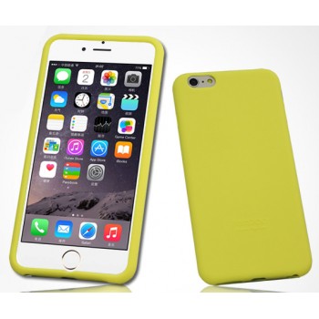 Силиконовый матовый софт-тач премиум чехол для Iphone 6 Plus Желтый