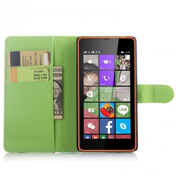 Чехол портмоне подставка с защелкой для Microsoft Lumia 540 Зеленый