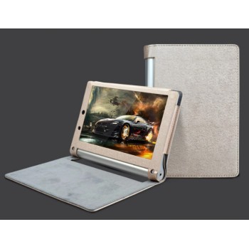 Текстурный чехол подставка с рамочной защитой для Lenovo Yoga Tablet 2 10 Бежевый
