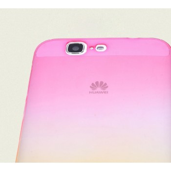 Силиконовый градиентный полупрозрачный чехол для Huawei Ascend G7 Розовый