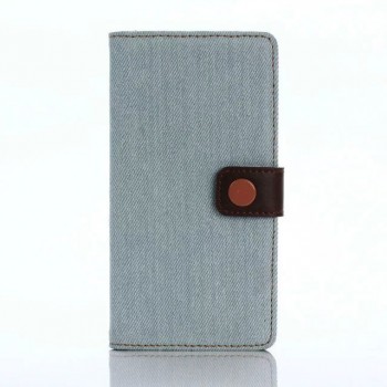 Чехол портмоне подставка на пластиковой основе с тканевым покрытием на крепежной застежке для Sony Xperia XA Серый